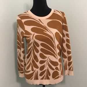 ANN TAYLOR Gold Cream Floral Print sweater M